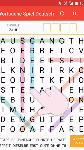 Wortsuche Spiel auf Deutsch