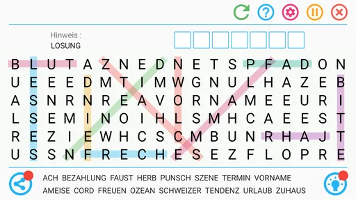 Wortsuche Spiel auf Deutsch