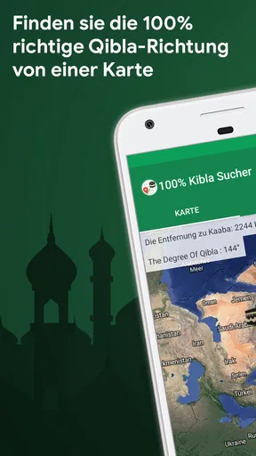 Qibla, Mekka Kompass 100%