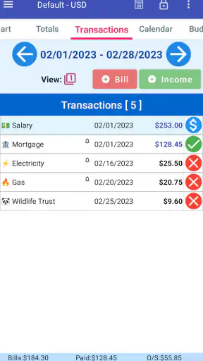 MoBill Budget and Reminder