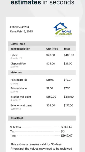 SimplyWise Cost Estimator