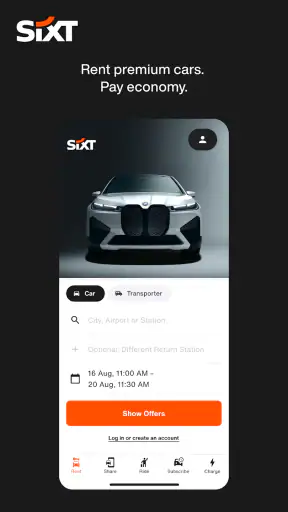 SIXT rent. share. ride. plus.