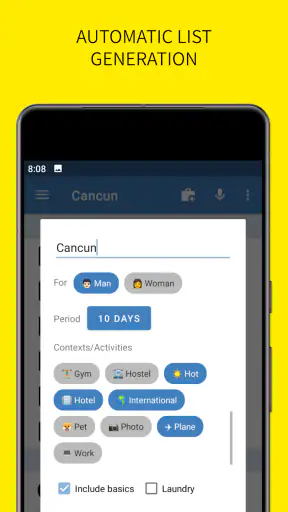 SmartPack - packing lists