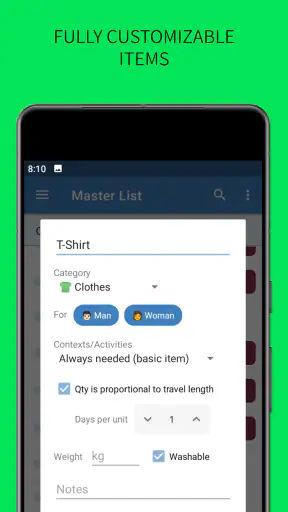 SmartPack - packing lists