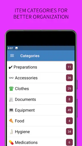 SmartPack - packing lists