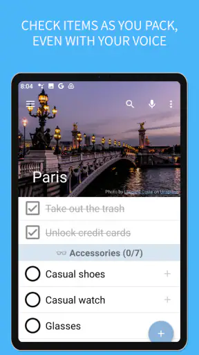 SmartPack - packing lists