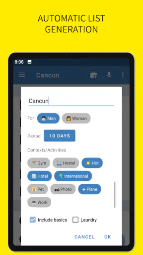 SmartPack - packing lists