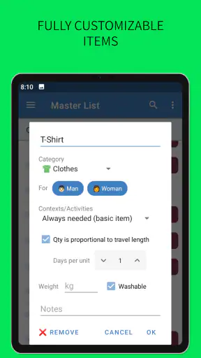 SmartPack - packing lists