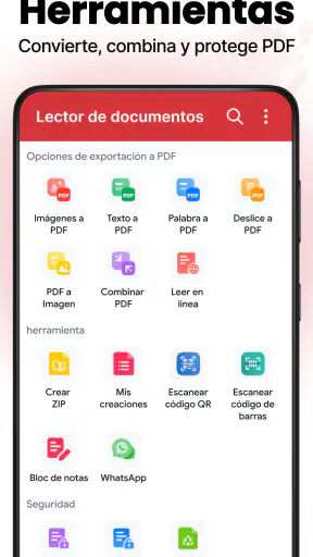 Lector de documentos: PDF, DOC
