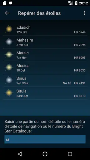 Astrolapp carte du ciel étoilé
