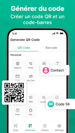 Scanner QR&Code-barres:Accueil