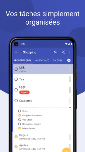 Tâches : liste de tâches