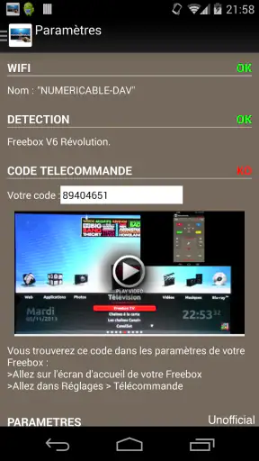 Télécommande pour Freebox