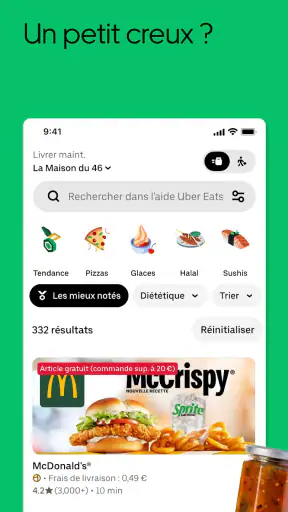 Uber Eats : repas et courses