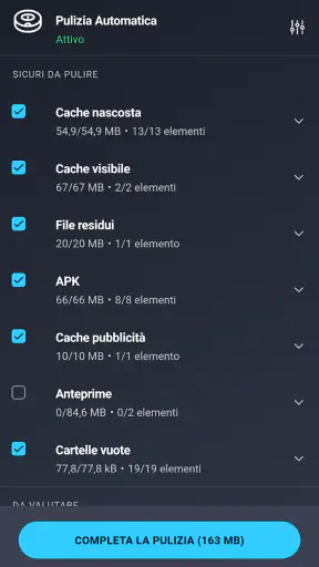 AVG Cleaner: Pulizia