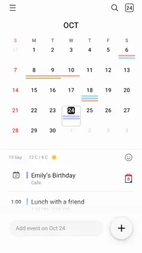 Calendario Samsung