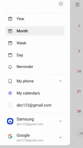 Calendario Samsung