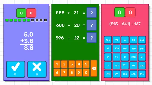 数学ゲーム - たし算、ひき算、かけ算、わり
