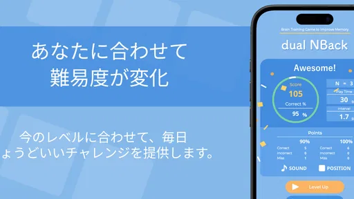 記憶力トレーニングの脳トレゲーム dual n-back