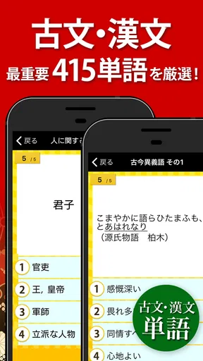 古文・漢文（古文単語、古典文法、漢文）