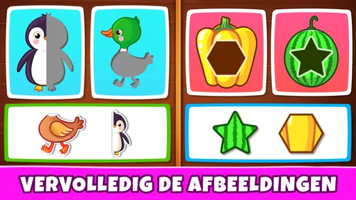 Kinderspellen: kleuren, puzzel