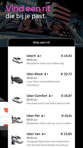 Uber - Vraag een rit aan